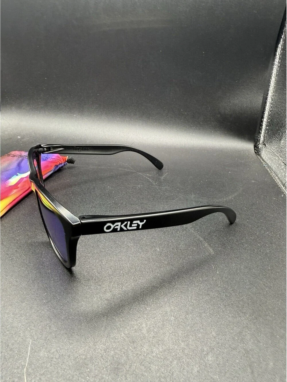 Oakley Frogskin Matte Black/Violet Iridium Lenses 24-298